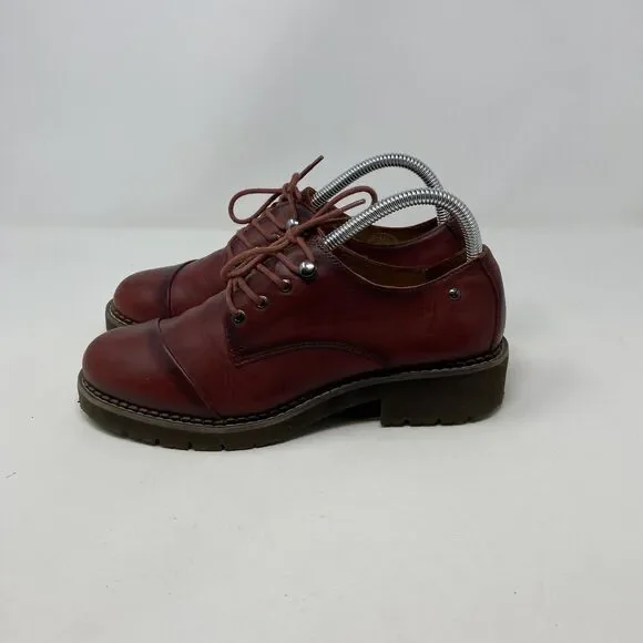 Pikolinos Shoes Womens Size 7.5 US Red Leather Oxford Lace Up Chunky Sole - Picture 2 of 14